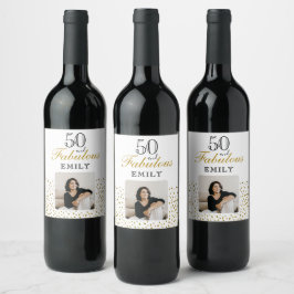 50歳にして最高に素敵 ゴールドラメ 写真入り50歳の誕生日 ワインラベル