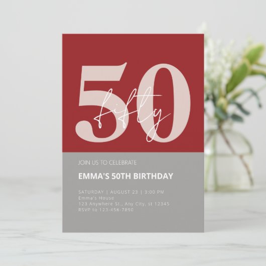 50歳のお祝い 招待状 (スタンド正面)