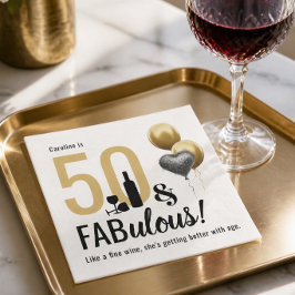 50歳のお誕生日おめでとう ゴールド ブラック モダン スタンダードカクテルナプキン