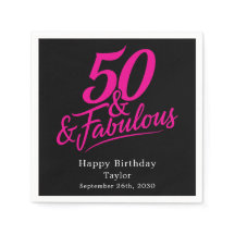 50歳のお誕生日おめでとう シックなピンクの文字