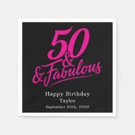 50歳のお誕生日おめでとう シックなピンクの文字 スタンダードカクテルナプキン