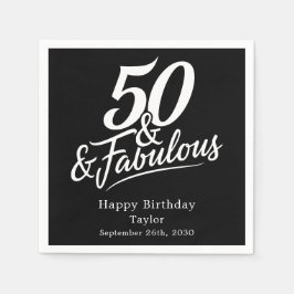 50歳のお誕生日おめでとう！スタイリッシュなカスタムデザイン スタンダードカクテルナプキン