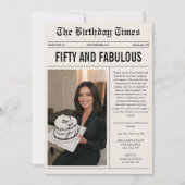 50歳のお誕生日新聞風デザイン 招待状 (正面)