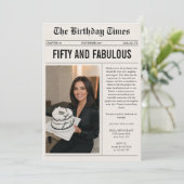 50歳のお誕生日新聞風デザイン 招待状 (スタンド正面)