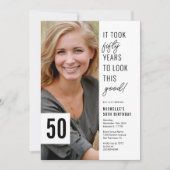 50歳のシック写真50歳の誕生日パーティーへの招待 招待状 (正面)