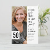 50歳のシック写真50歳の誕生日パーティーへの招待 招待状 (スタンド正面)