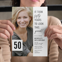 50歳のシック写真50歳の誕生日パーティーへの招待 招待状