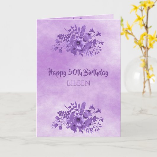 50歳のスミレの花 カード (黄色い花)