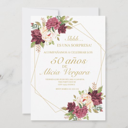 50歳のタジェタ・デ・アントンシオ・プラナ 案内状 (正面)