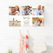 50歳のバースデーモダンタブラックと金ゴールドの写真コラージュ 横断幕 (インサイチュ)