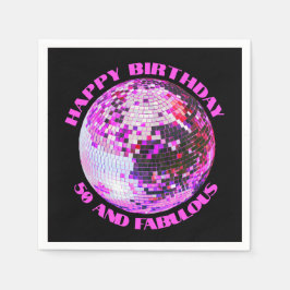 50歳のファビュラスな誕生日ディスコダンスパーティ　レトロ スタンダードカクテルナプキン