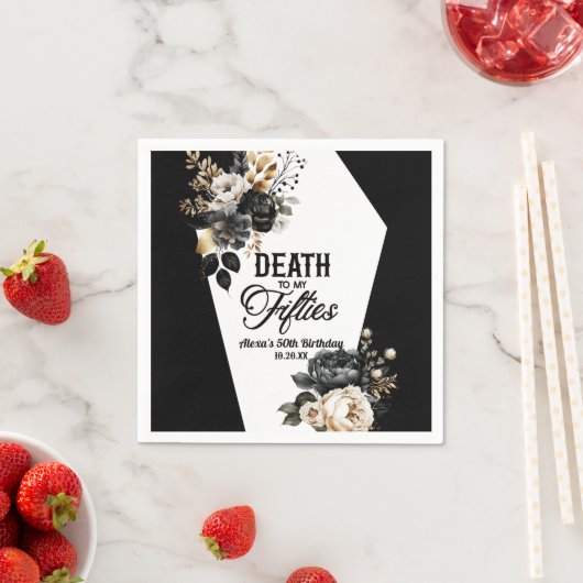 50歳のフローラ60歳の誕生日パーティーで死ぬ スタンダードカクテルナプキン (インサイチュ)