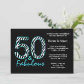 50歳のブラックとターコイズゼブラ誕生日パーティー 招待状 (スタンド正面)