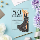 50歳のブラックバースデーパーティーおめでとう アクリル招待状 (インサイチュ (ウェディング))
