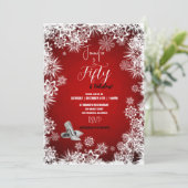 50歳の冬の誕生日パーティー 赤い雪の結晶 招待状 (スタンド正面)