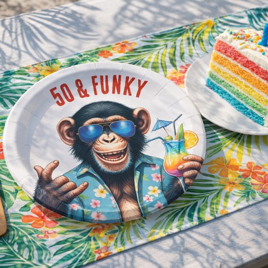 50歳の夏モンキー 50歳の誕生日 ペーパープレート
