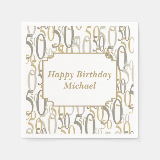 50歳の大パーソナライズされた誕生日パーティー スタンダードカクテルナプキン (正面)