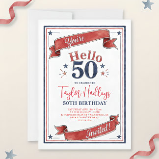 50歳の愛国的な50歳の誕生日おめでとう 招待状