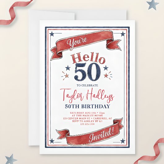50歳の愛国的な50歳の誕生日おめでとう 招待状