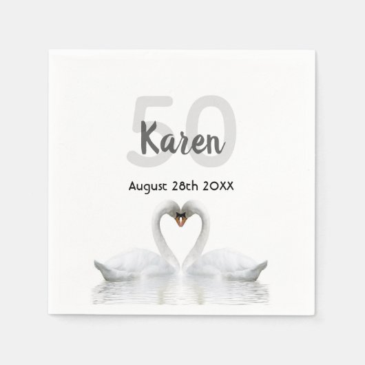 50歳の白鳥の黒番エレガント名 スタンダードカクテルナプキン (正面)
