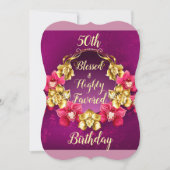 50歳の祝福と愛に満ちた誕生日 招待状 (正面)