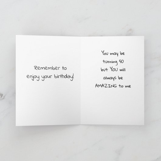 50歳の私にとってあなたは素晴らしい！ カード (内部)