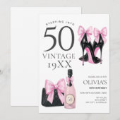 50歳の節目をピンクでお祝いしよう 50歳の誕生日招待状 招待状 (正面/裏面)