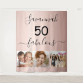 50歳の素敵なカスタム写真サプライズパーティーローズゴールド タペストリー (正面)