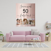 50歳の素敵なカスタム写真サプライズパーティーローズゴールド タペストリー