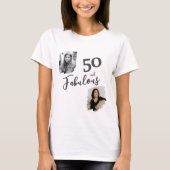 50歳の素敵な誕生日 2枚の写真入り Tシャツ (正面)