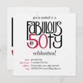 50歳の素敵な赤い招待状 招待状 (正面/裏面)