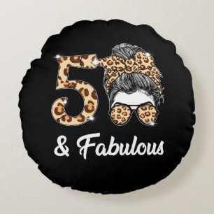 50歳の素晴らしく汚いバン・レオパード50th誕生 ラウンドクッション