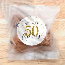 50歳の華やかな誕生日 ゴールドとブラックのスクリプト ラウンドシール