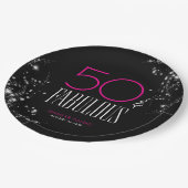 50歳の華やかブラックピンクの輝き 誕生日 ペーパープレート (アングル)