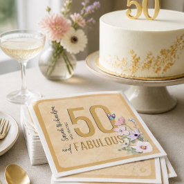 50歳の華やかワイルドフラワーの誕生日パーティー用ナプキン スタンダードカクテルナプキン