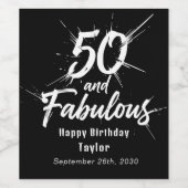 50歳の華やか誕生日を祝うモダンなカスタムデザイン ワインラベル (シングルラベル)