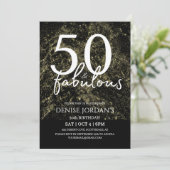 50歳の華麗なるゴールドとブラックの誕生日 招待状 (スタンド正面)