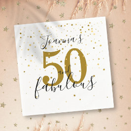 50歳の華麗なる誕生日 ブラックとゴールドの50歳の誕生日 スタンダードカクテルナプキン