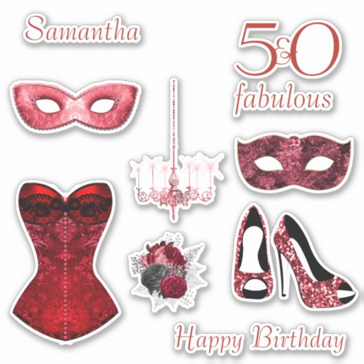50歳の華麗なる誕生日 赤いコルセット シール (正面)
