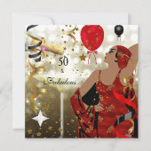 50歳の華麗な女性の誕生日パーティー 招待状 (正面)