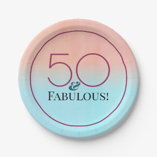 50歳の華麗な誕生日パーティー ピンクとブルー ペーパープレート