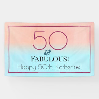50歳の華麗な誕生日パーティー ピンクとブルー 横断幕