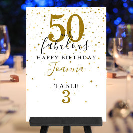 50歳の華麗な誕生日 おしゃれなゴールドとブラック テーブルナンバー