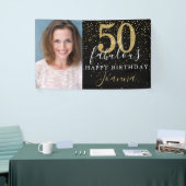 50歳の華麗な誕生日 エレガントゴールド ブラック 写真 横断幕 (トレードショー)