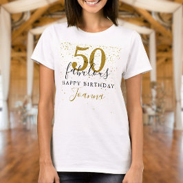50歳の華麗な誕生日 ゴールドとブラックのエレガントなデザイン Tシャツ