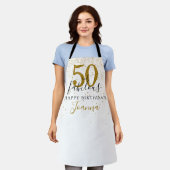 50歳の華麗な誕生日 高級感のあるゴールドとブラック エプロン (着用した状態)