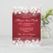 50歳の誕生エレガントパーティー魔法スパークルレッド 招待状 (スタンド正面)