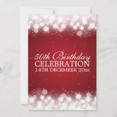 50歳の誕生エレガントパーティー魔法スパークルレッド 招待状 (裏面)