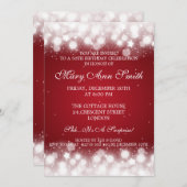 50歳の誕生エレガントパーティー魔法スパークルレッド 招待状 (正面/裏面)