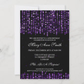 50歳の誕生エレガント日パーティーのスター·紙吹雪·パープル 招待状 (正面)